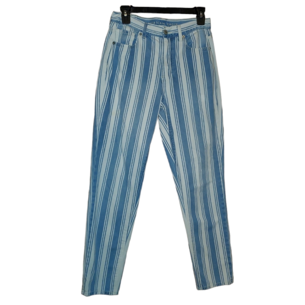 American Eagle Striped Mom Jean